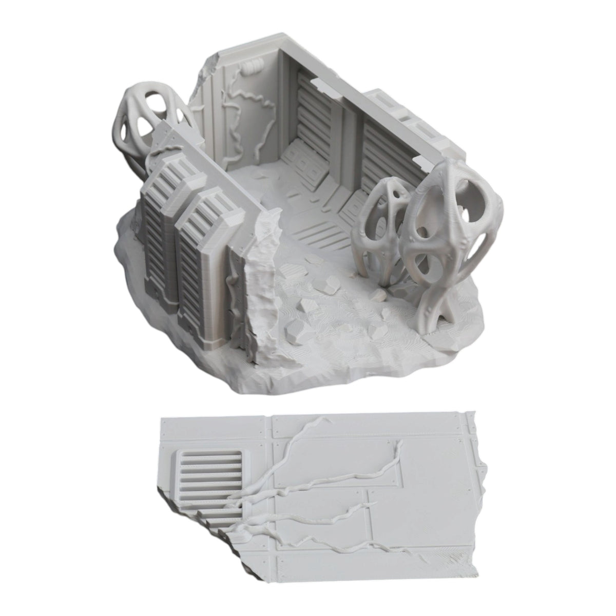 Wargaming 28mm scatter terrain scenery showing 3D-printed item that is compatible with games such as Warhammer 40K, Star Wars Legions, D+D, Dungeons and Dragons, Sci-Fi, Fantasy and other miniature tabletop games. Brand Jawar3d found at www.jawar3d.co.uk.