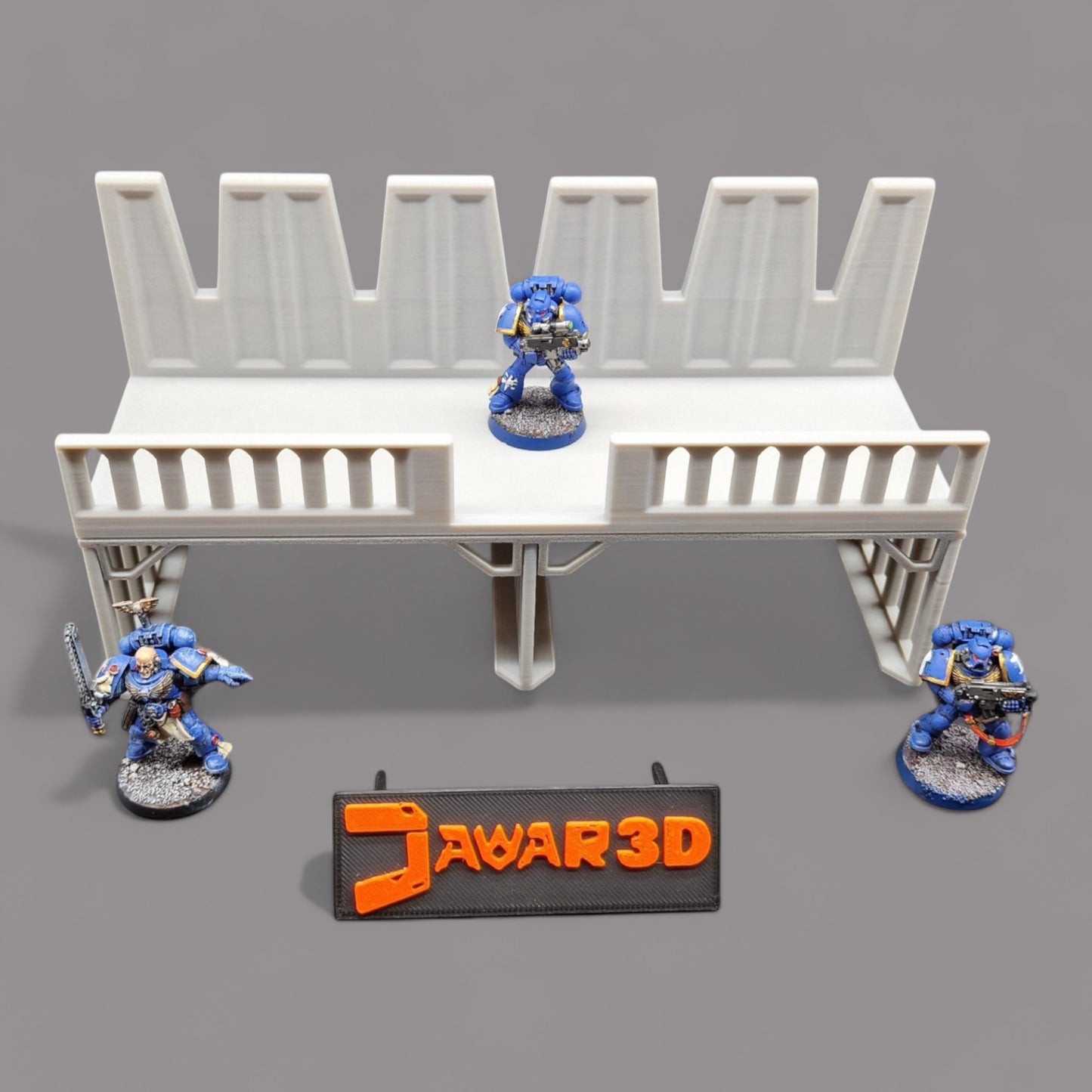 Wargaming 28mm scatter terrain scenery showing 3D-printed Base_Wall to be compatible with games such as Warhammer 40K, Star Wars Legions, D+D, Dungeons and Dragons, Sci-Fi, Fantasy and other miniature tabletop games. Brand Jawar3d.
