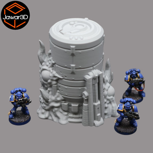 Wargaming 28mm scatter terrain scenery showing 3D-printed item that is compatible with games such as Warhammer 40K, Star Wars Legions, D+D, Dungeons and Dragons, Sci-Fi, Fantasy and other miniature tabletop games. Brand Jawar3d found at www.jawar3d.co.uk.