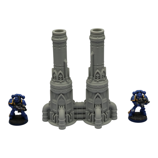 Dual Smokestack - 28mm Wargaming Scatter Terrain Scenery Tabletop Grimdark