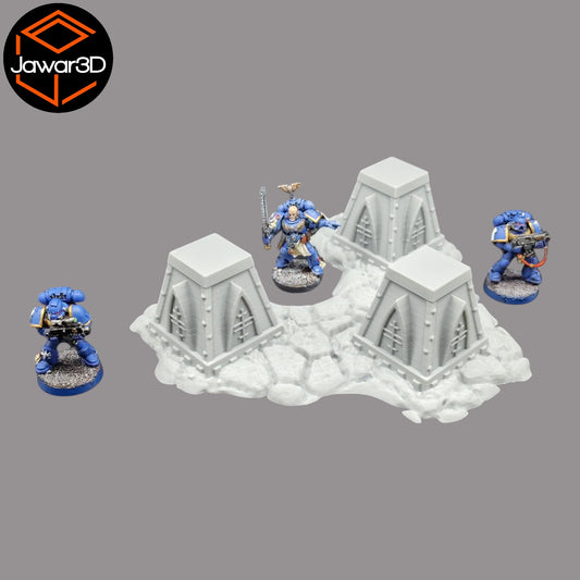 Wargaming 28mm scatter terrain scenery showing 3D-printed item that is compatible with games such as Warhammer 40K, Star Wars Legions, D+D, Dungeons and Dragons, Sci-Fi, Fantasy and other miniature tabletop games. Brand Jawar3d found at www.jawar3d.co.uk.