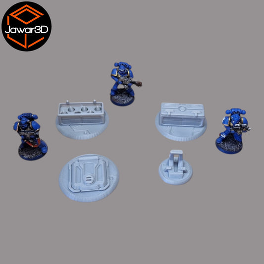 Wargaming 28mm scatter terrain scenery showing 3D-printed item that is compatible with games such as Warhammer 40K, Star Wars Legions, D+D, Dungeons and Dragons, Sci-Fi, Fantasy and other miniature tabletop games. Brand Jawar3d found at www.jawar3d.co.uk.