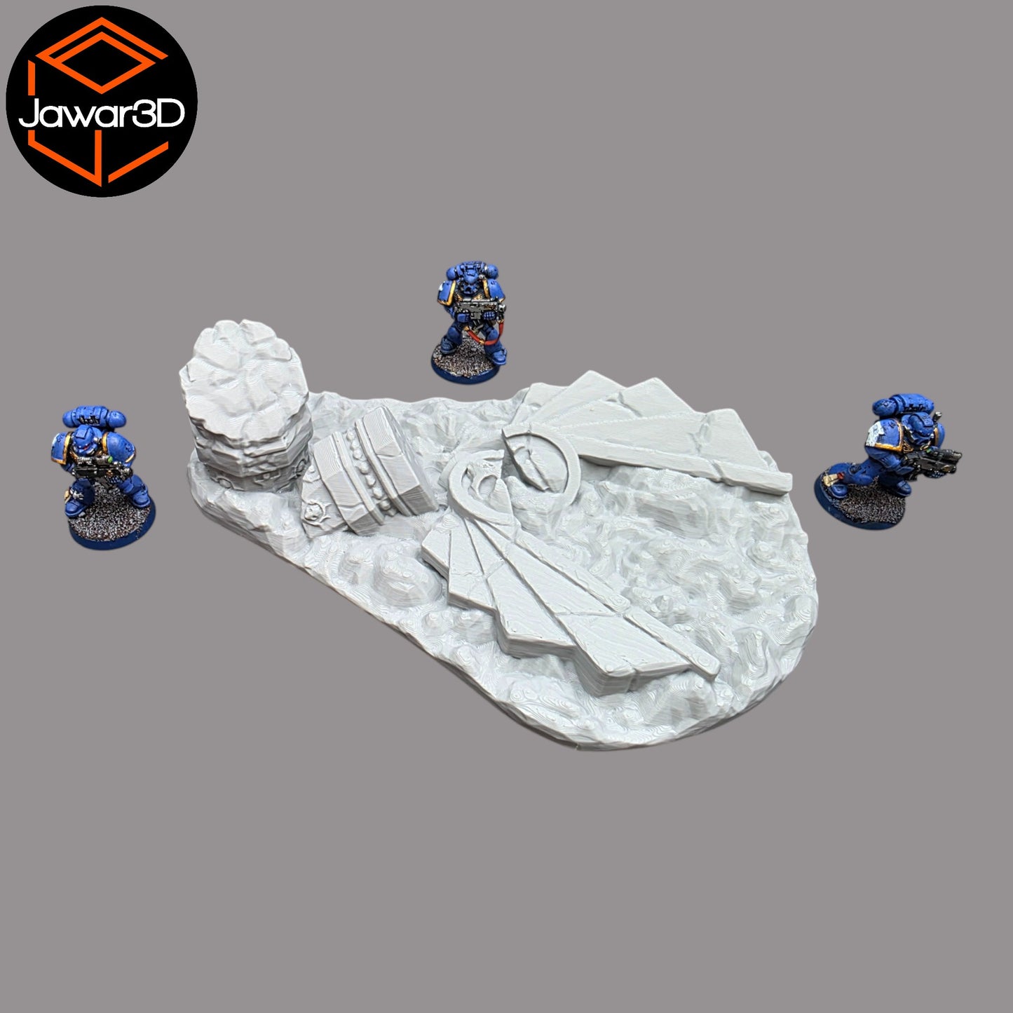 Wargaming 28mm scatter terrain scenery showing 3D-printed item that is compatible with games such as Warhammer 40K, Star Wars Legions, D+D, Dungeons and Dragons, Sci-Fi, Fantasy and other miniature tabletop games. Brand Jawar3d found at www.jawar3d.co.uk.