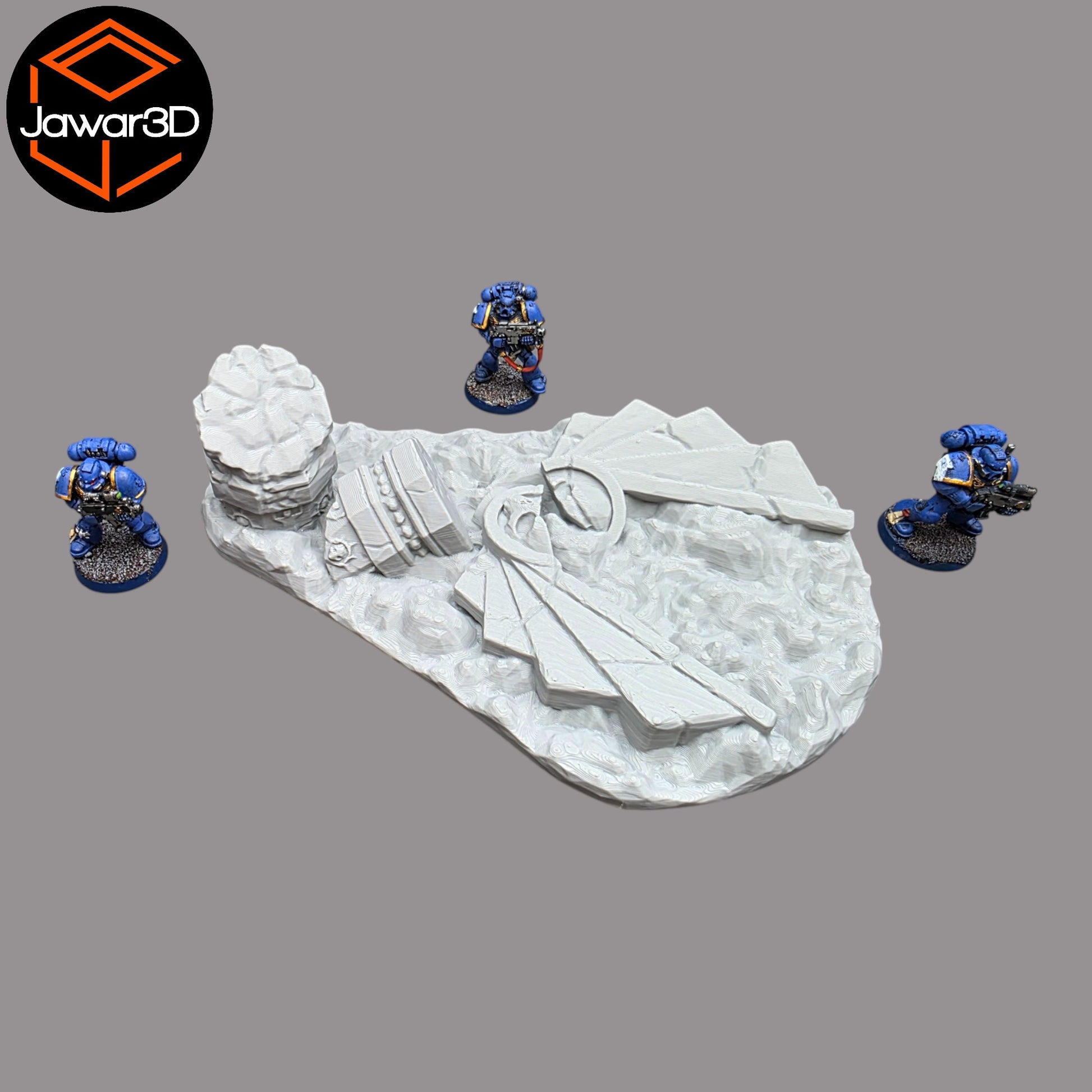 Wargaming 28mm scatter terrain scenery showing 3D-printed item that is compatible with games such as Warhammer 40K, Star Wars Legions, D+D, Dungeons and Dragons, Sci-Fi, Fantasy and other miniature tabletop games. Brand Jawar3d found at www.jawar3d.co.uk.