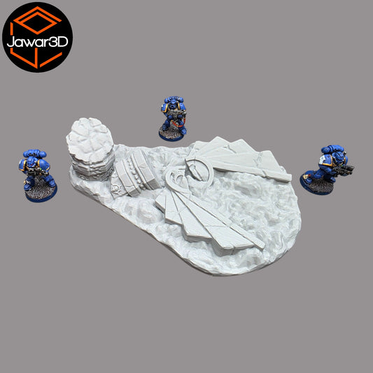 Wargaming 28mm scatter terrain scenery showing 3D-printed item that is compatible with games such as Warhammer 40K, Star Wars Legions, D+D, Dungeons and Dragons, Sci-Fi, Fantasy and other miniature tabletop games. Brand Jawar3d found at www.jawar3d.co.uk.