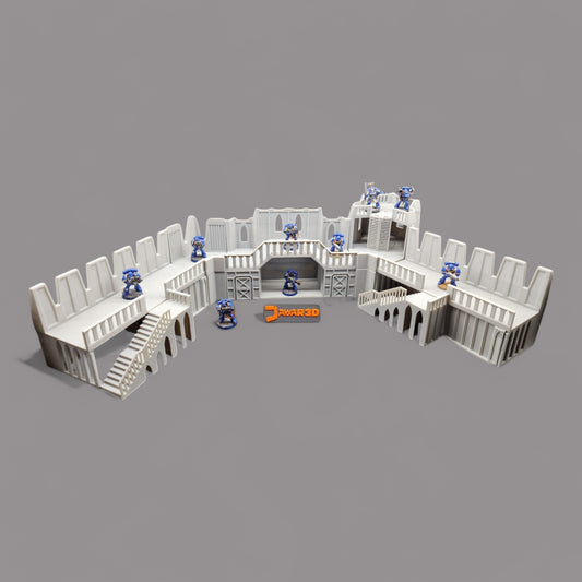 Wargaming 28mm scatter terrain scenery showing 3D-printed Base_Set to be compatible with games such as Warhammer 40K, Star Wars Legions, D+D, Dungeons and Dragons, Sci-Fi, Fantasy and other miniature tabletop games. Brand Jawar3d.