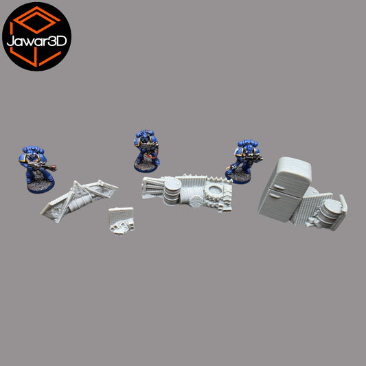 Wargaming 28mm scatter terrain scenery showing 3D-printed item that is compatible with games such as Warhammer 40K, Star Wars Legions, D+D, Dungeons and Dragons, Sci-Fi, Fantasy and other miniature tabletop games. Brand Jawar3d found at www.jawar3d.co.uk.