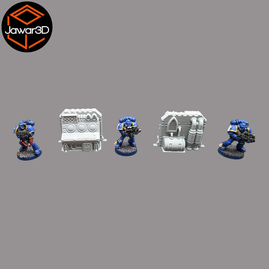 Wargaming 28mm scatter terrain scenery showing 3D-printed item that is compatible with games such as Warhammer 40K, Star Wars Legions, D+D, Dungeons and Dragons, Sci-Fi, Fantasy and other miniature tabletop games. Brand Jawar3d found at www.jawar3d.co.uk.