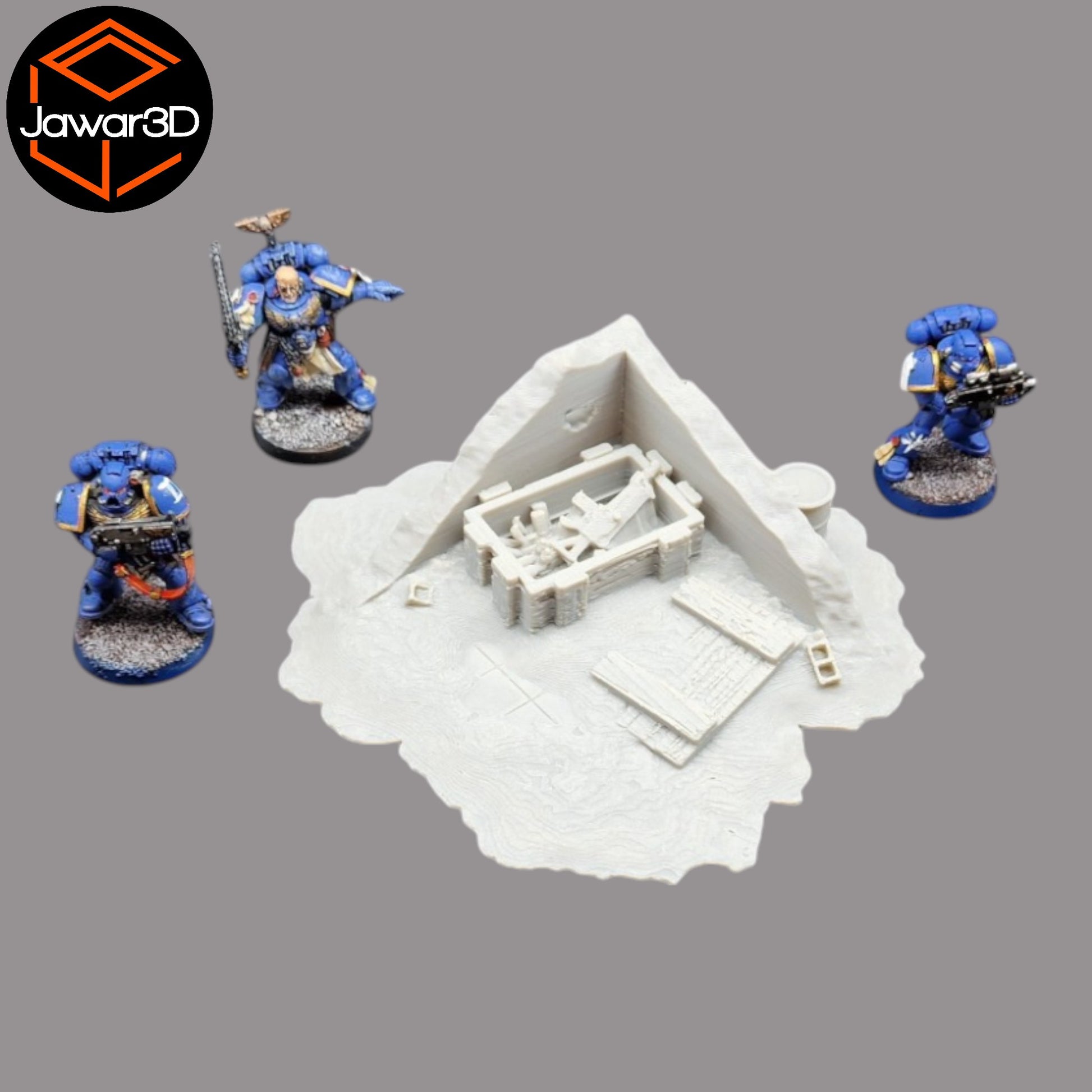 Wargaming 28mm scatter terrain scenery showing 3D-printed item that is compatible with games 