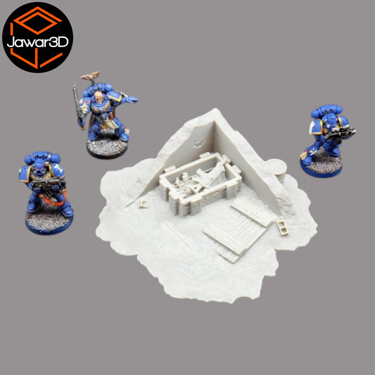 Wargaming 28mm scatter terrain scenery showing 3D-printed item that is compatible with games 