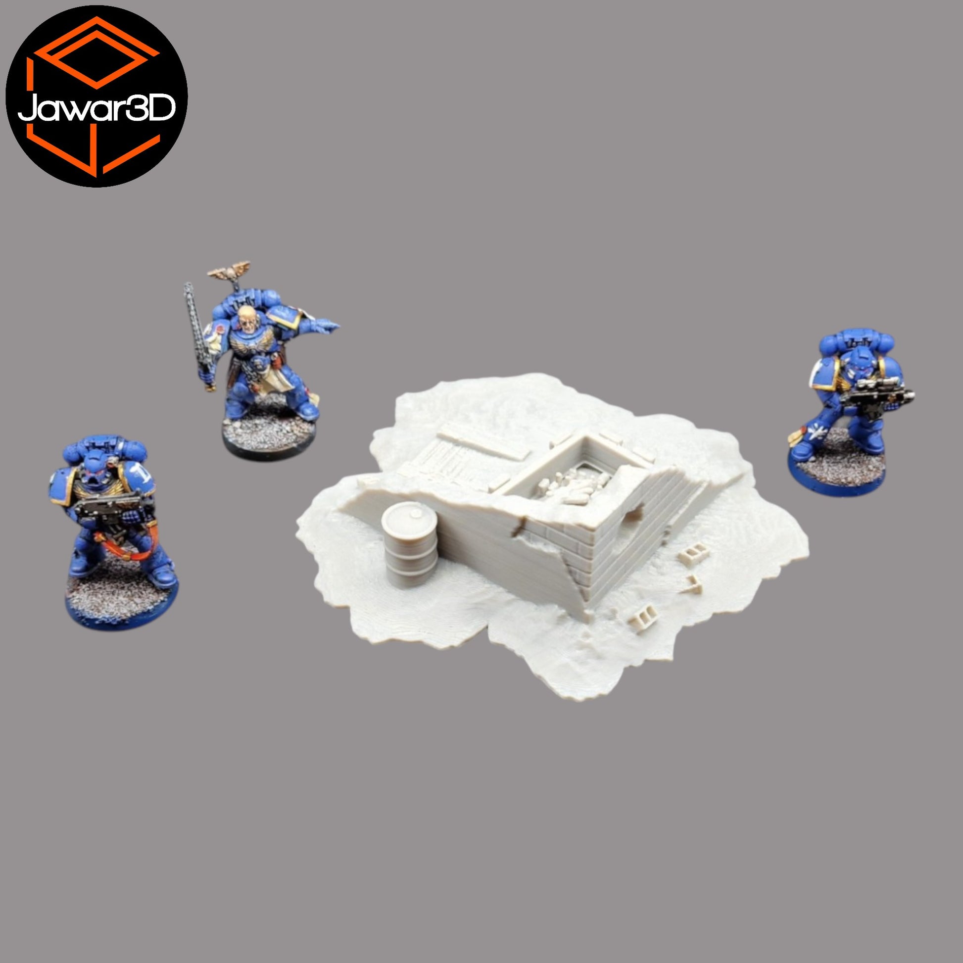 Wargaming 28mm scatter terrain scenery showing 3D-printed item that is compatible with games 
