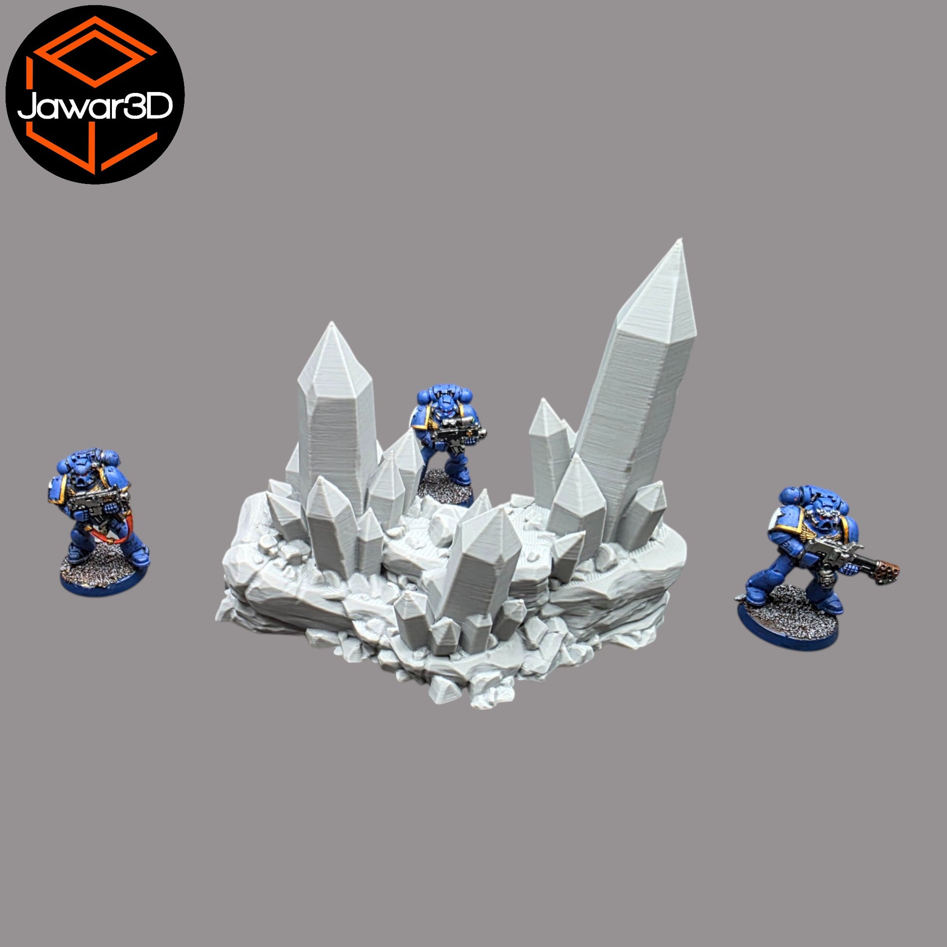 Wargaming 28mm scatter terrain scenery showing 3D-printed Mineral Deposit to be compatible with games such as Warhammer 40K, Star Wars Legions, D+D, Dungeons and Dragons, Sci-Fi, Fantasy and other miniature tabletop games. Brand Jawar3d.
