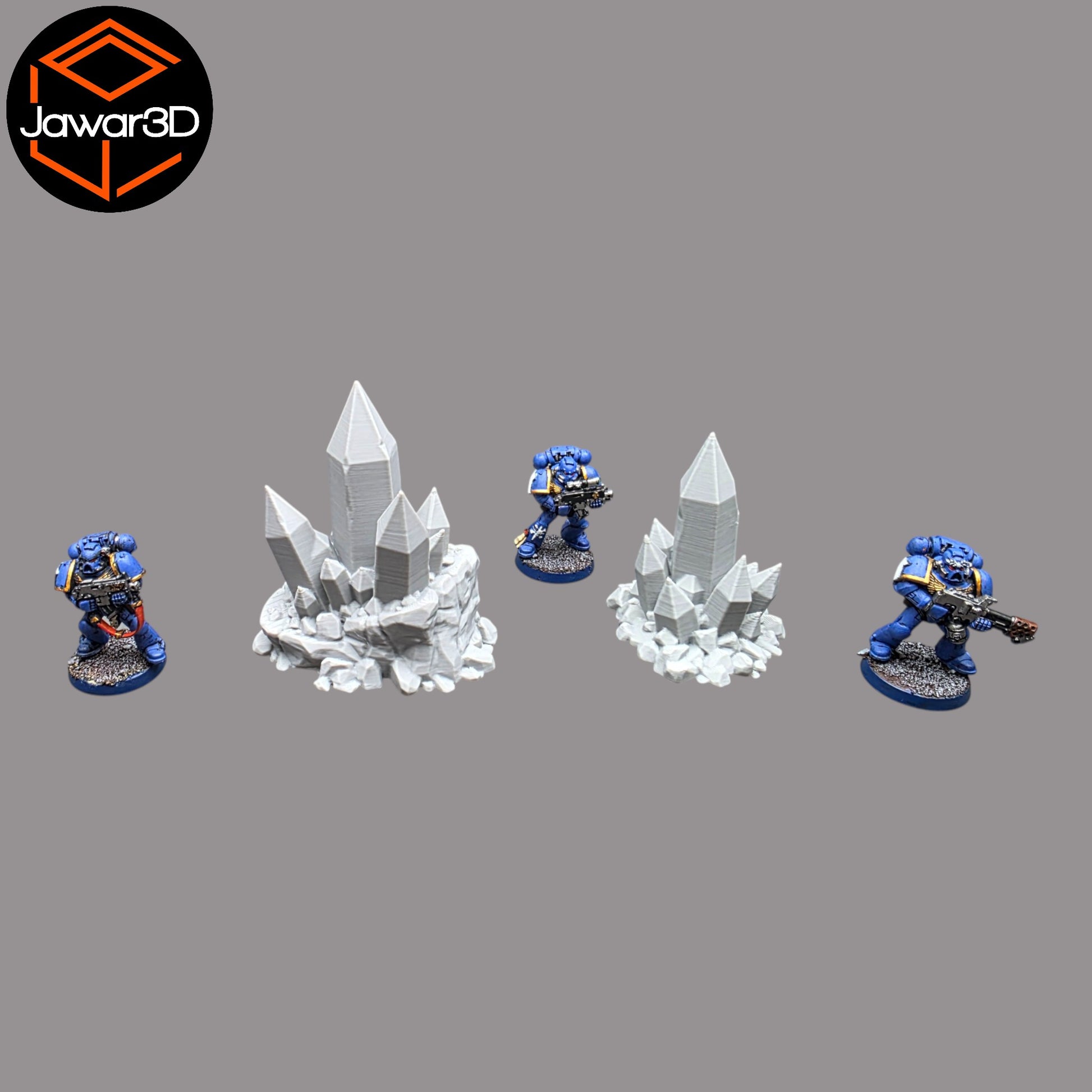 Wargaming 28mm scatter terrain scenery showing 3D-printed Mineral Deposit to be compatible with games such as Warhammer 40K, Star Wars Legions, D+D, Dungeons and Dragons, Sci-Fi, Fantasy and other miniature tabletop games. Brand Jawar3d.