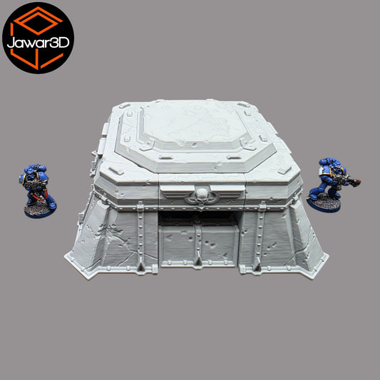 Wargaming 28mm scatter terrain scenery showing 3D-printed Trench Bunker to be compatible with games such as Warhammer 40K, Star Wars Legions, D+D, Dungeons and Dragons, Sci-Fi, Fantasy and other miniature tabletop games. Brand Jawar3d.