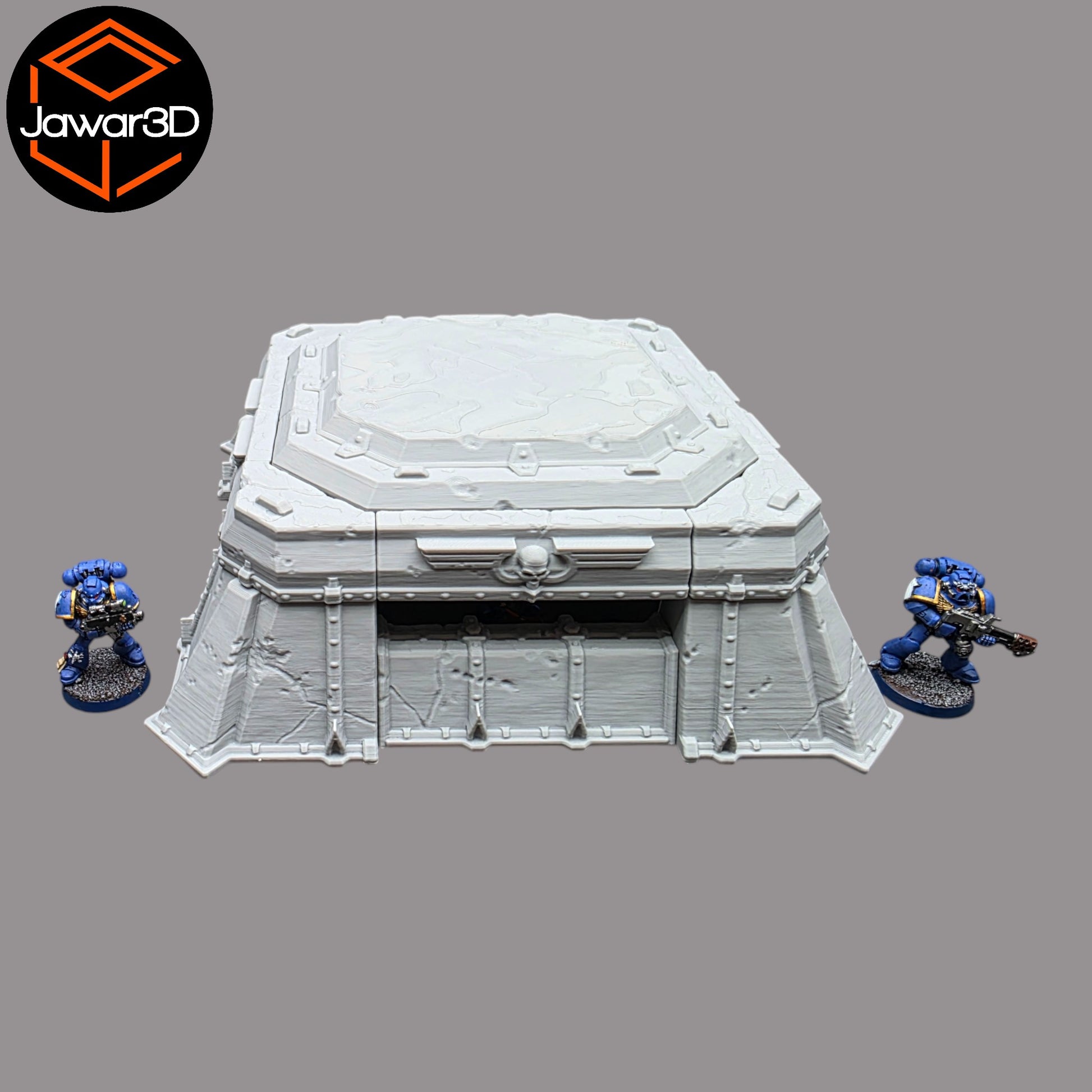 Wargaming 28mm scatter terrain scenery showing 3D-printed Trench Bunker to be compatible with games such as Warhammer 40K, Star Wars Legions, D+D, Dungeons and Dragons, Sci-Fi, Fantasy and other miniature tabletop games. Brand Jawar3d.