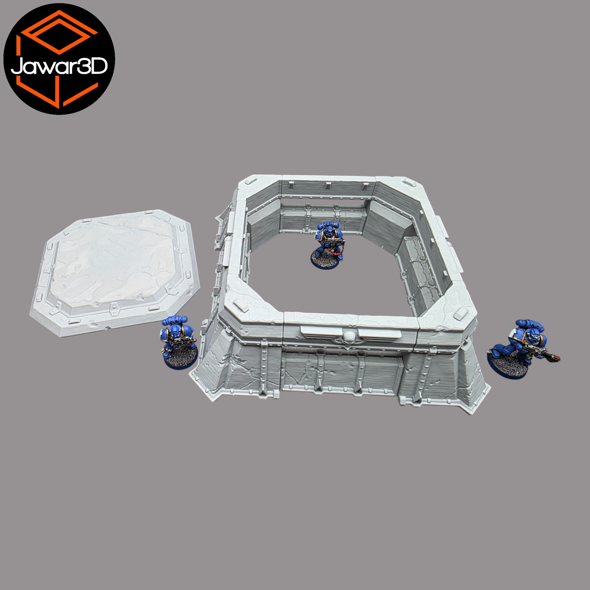 Wargaming 28mm scatter terrain scenery showing 3D-printed Trench Bunker to be compatible with games such as Warhammer 40K, Star Wars Legions, D+D, Dungeons and Dragons, Sci-Fi, Fantasy and other miniature tabletop games. Brand Jawar3d.