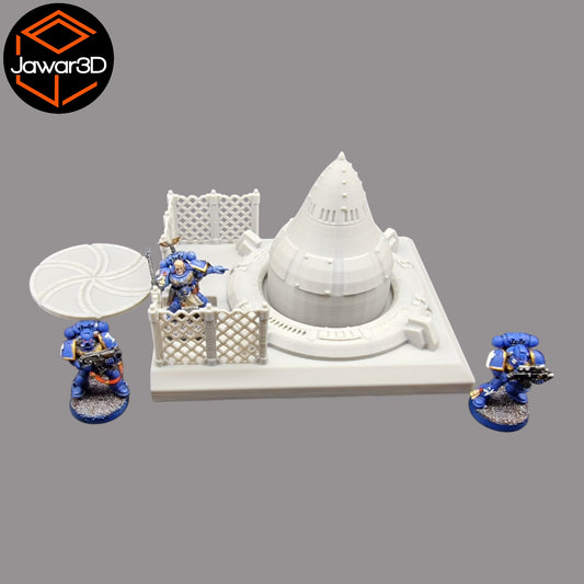 Wargaming 28mm scatter terrain scenery showing 3D-printed item that is compatible with games such as Warhammer 40K, Star Wars Legions, D+D, Dungeons and Dragons, Sci-Fi, Fantasy and other miniature tabletop games. Brand Jawar3d found at www.jawar3d.co.uk.